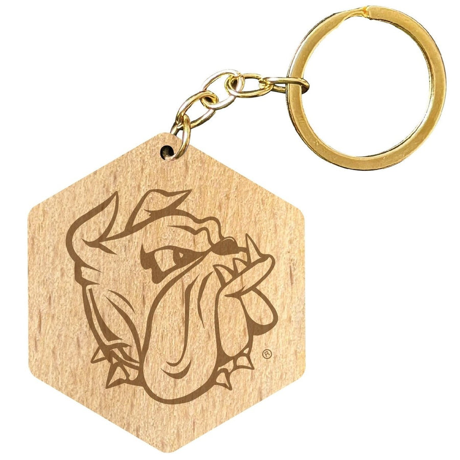 Minnesota Duluth Bulldogs 2" Engraved Wooden Hexagon Keychain Officially Licensed Collegiate Product Image 1