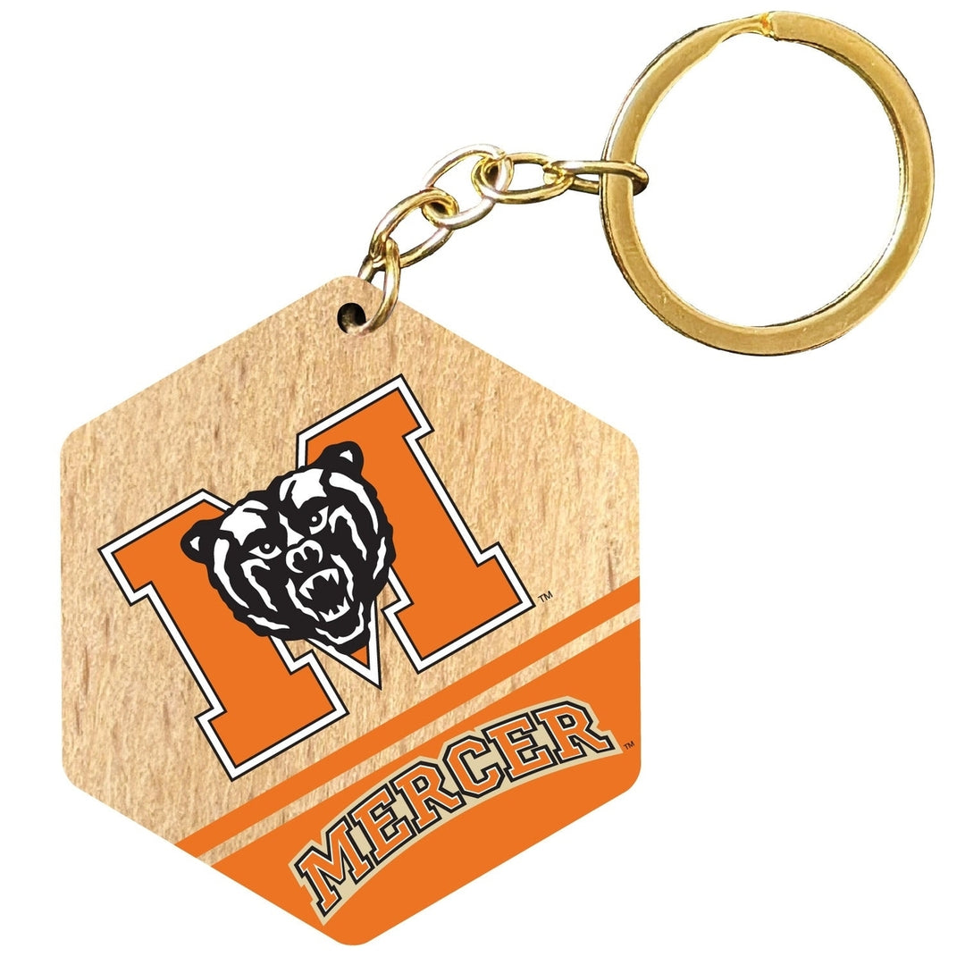 Mercer University 2" Wooden Hexagon Keychain Officially Licensed Collegiate Product Image 1