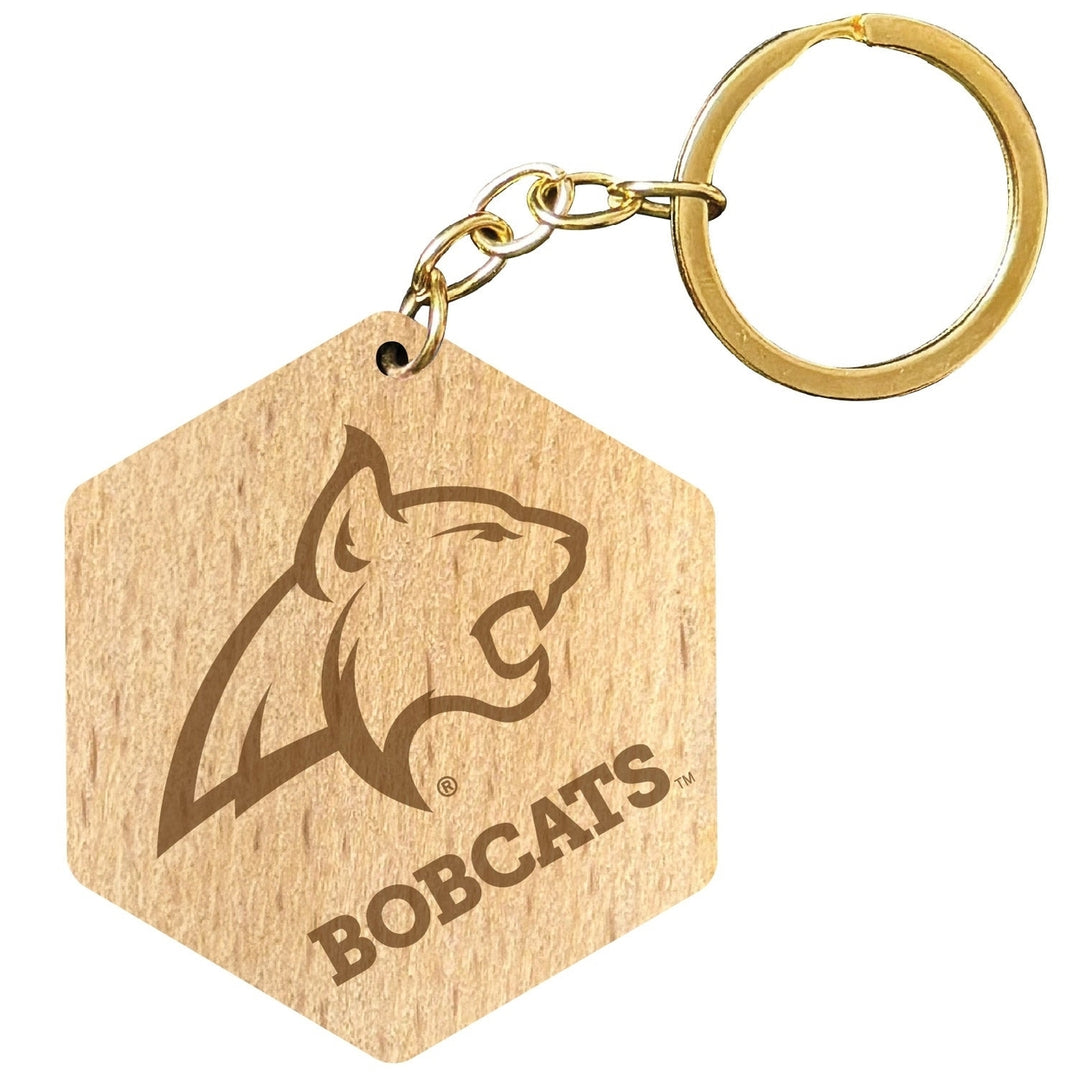 Montana State Bobcats 2" Engraved Wooden Hexagon Keychain Officially Licensed Collegiate Product Image 1