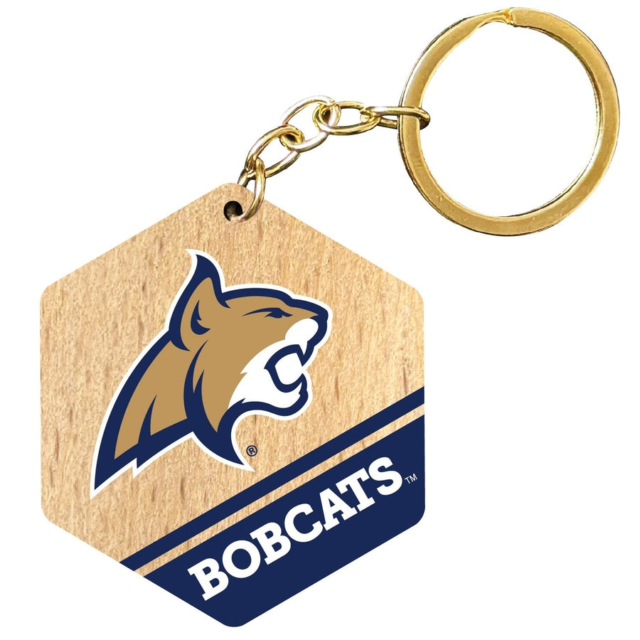 Montana State Bobcats 2" Wooden Hexagon Keychain Officially Licensed Collegiate Product Image 1