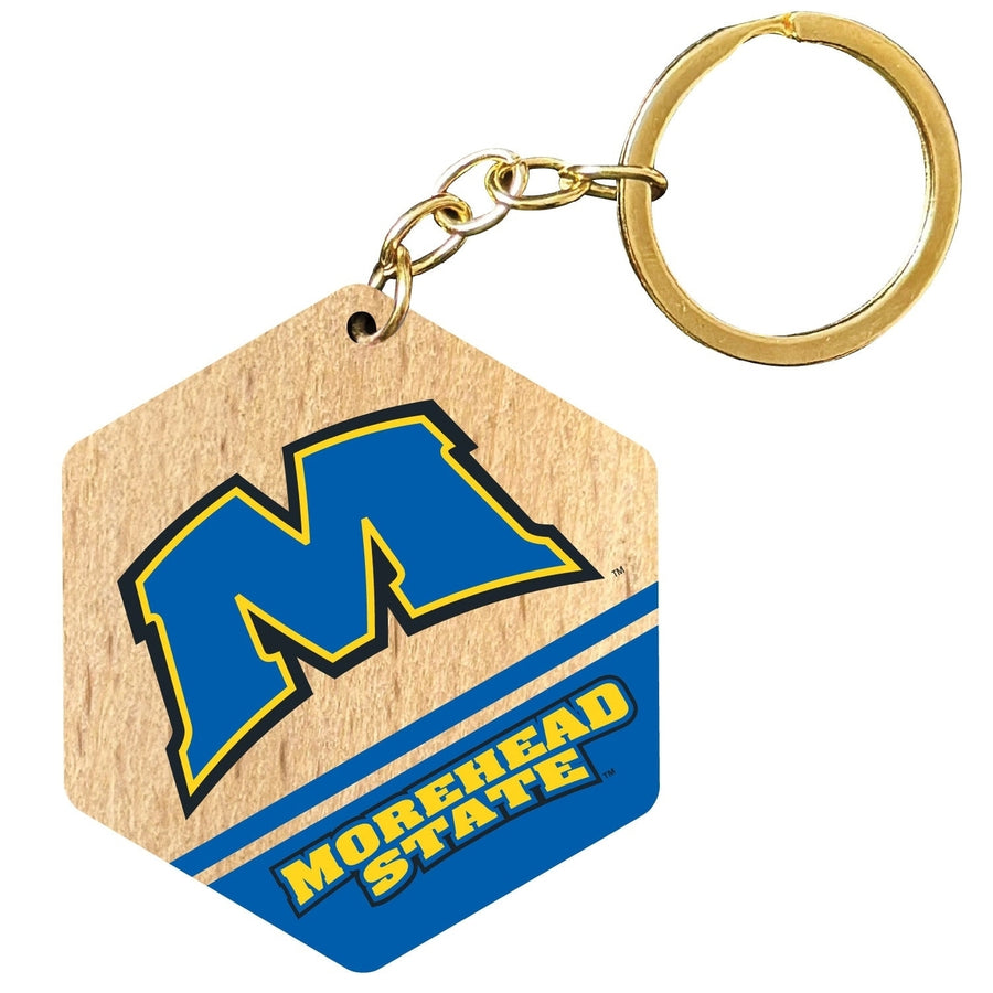 Morehead State University 2" Wooden Hexagon Keychain Officially Licensed Collegiate Product Image 1