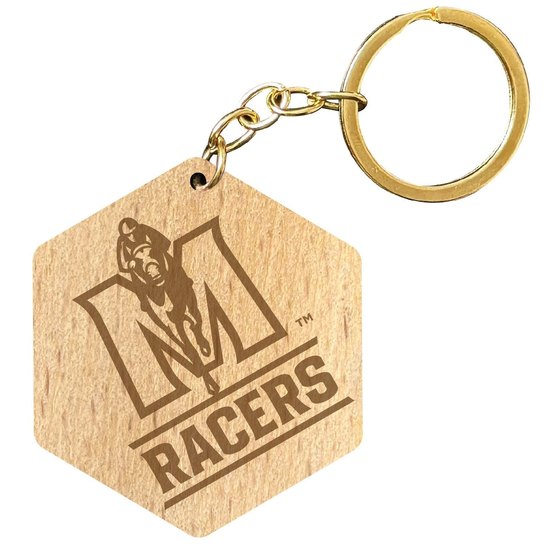 Murray State University 2" Engraved Wooden Hexagon Keychain Officially Licensed Collegiate Product Image 1