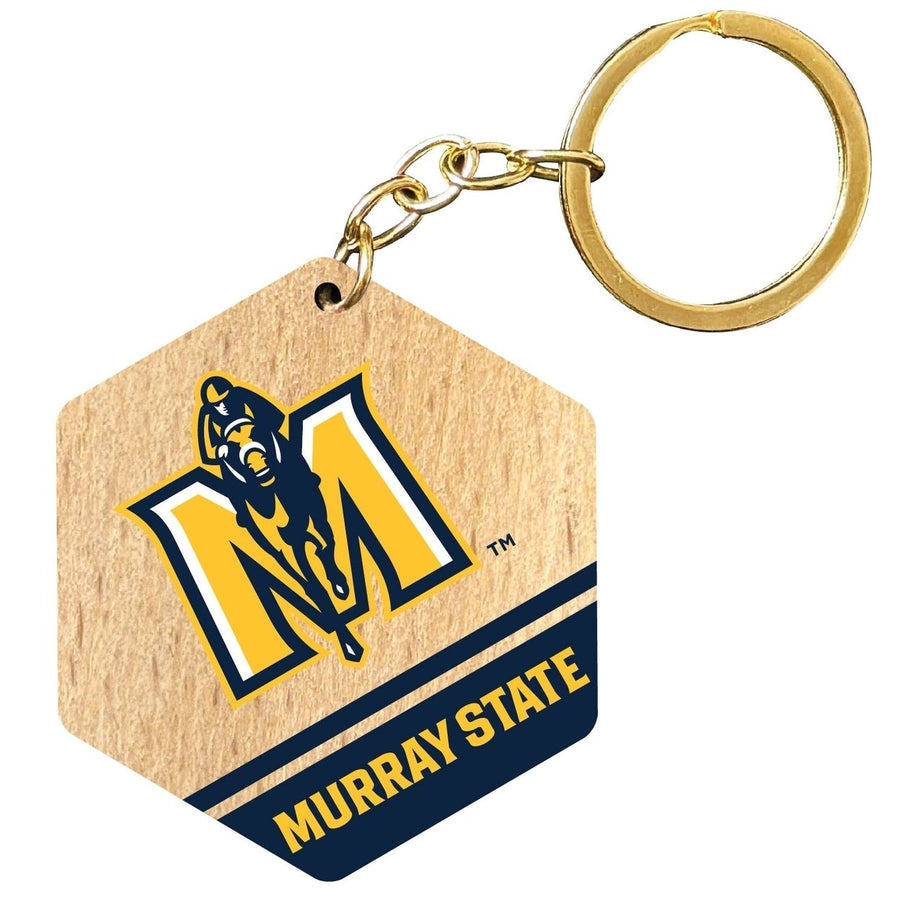 Murray State University 2" Wooden Hexagon Keychain Officially Licensed Collegiate Product Image 1