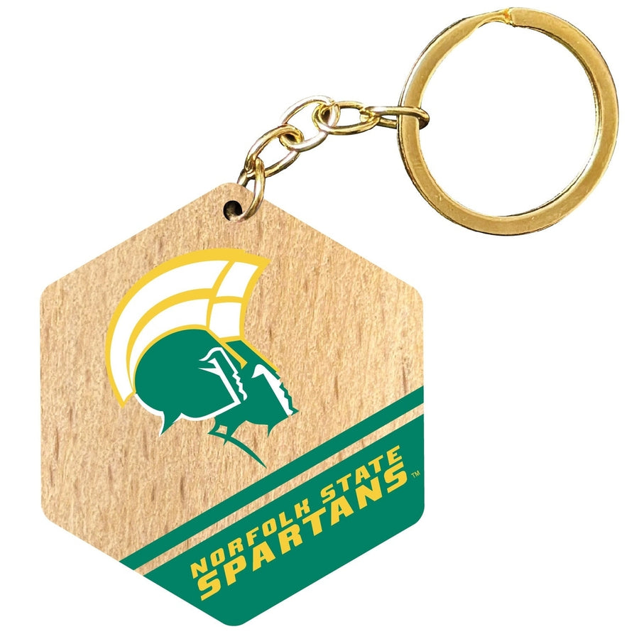 Norfolk State University 2" Wooden Hexagon Keychain Officially Licensed Collegiate Product Image 1