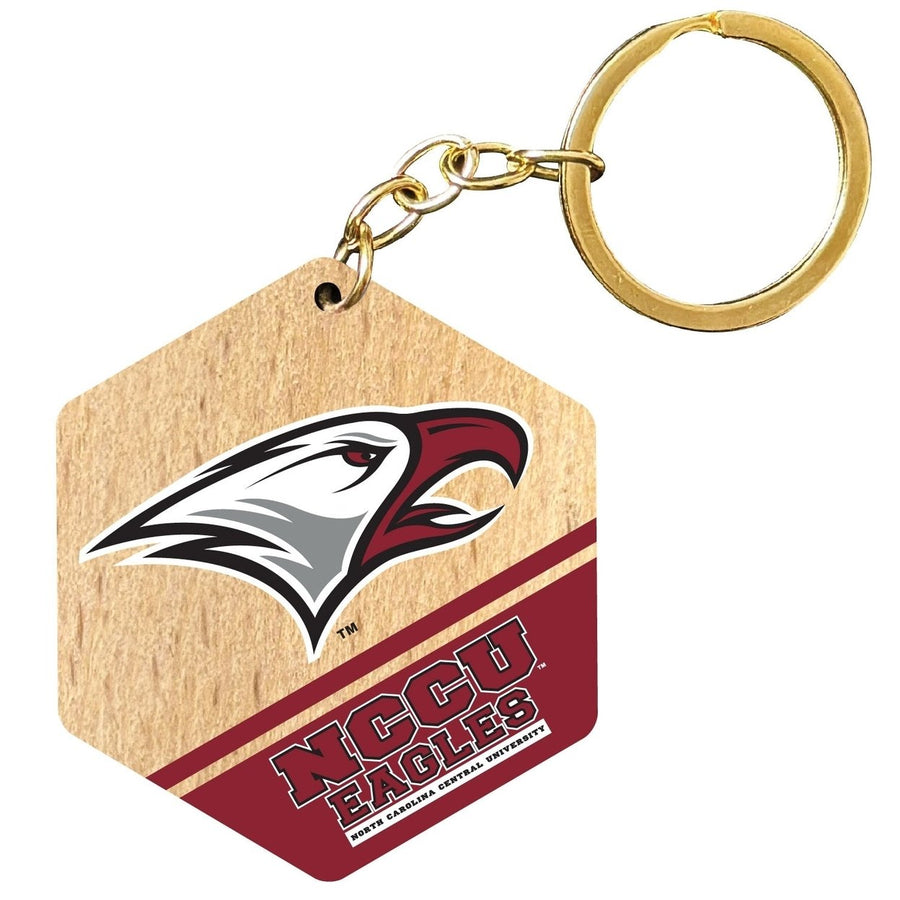 North Carolina Central Eagles 2" Wooden Hexagon Keychain Officially Licensed Collegiate Product Image 1