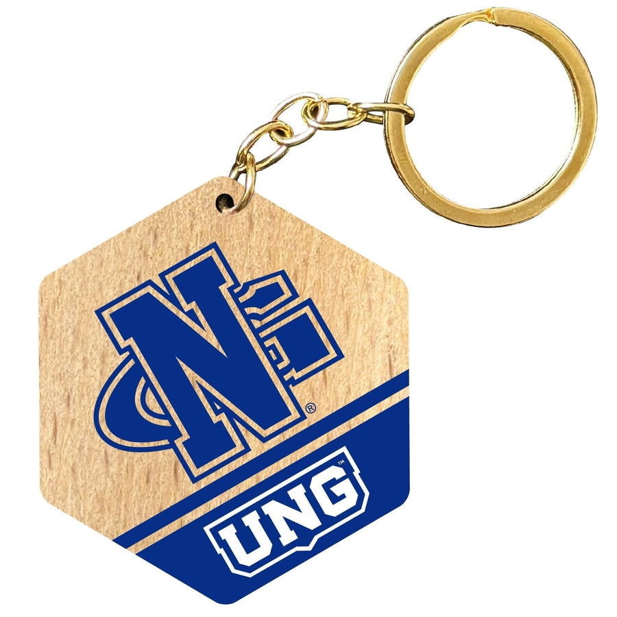 North Georgia Nighhawks 2" Wooden Hexagon Keychain Officially Licensed Collegiate Product Image 1