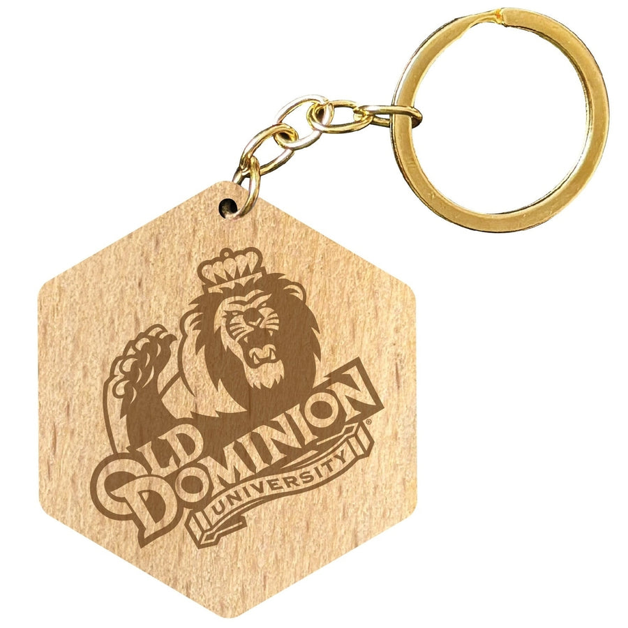 Old Dominion Monarchs 2" Engraved Wooden Hexagon Keychain Officially Licensed Collegiate Product Image 1