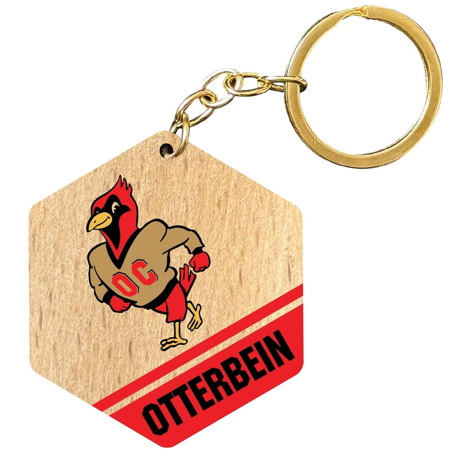 Otterbein University 2" Wooden Hexagon Keychain Officially Licensed Collegiate Product Image 1