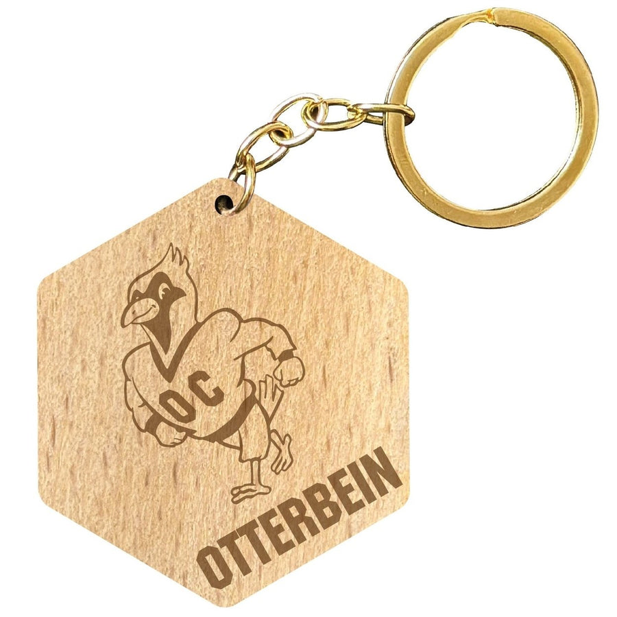 Otterbein University 2" Engraved Wooden Hexagon Keychain Officially Licensed Collegiate Product Image 1