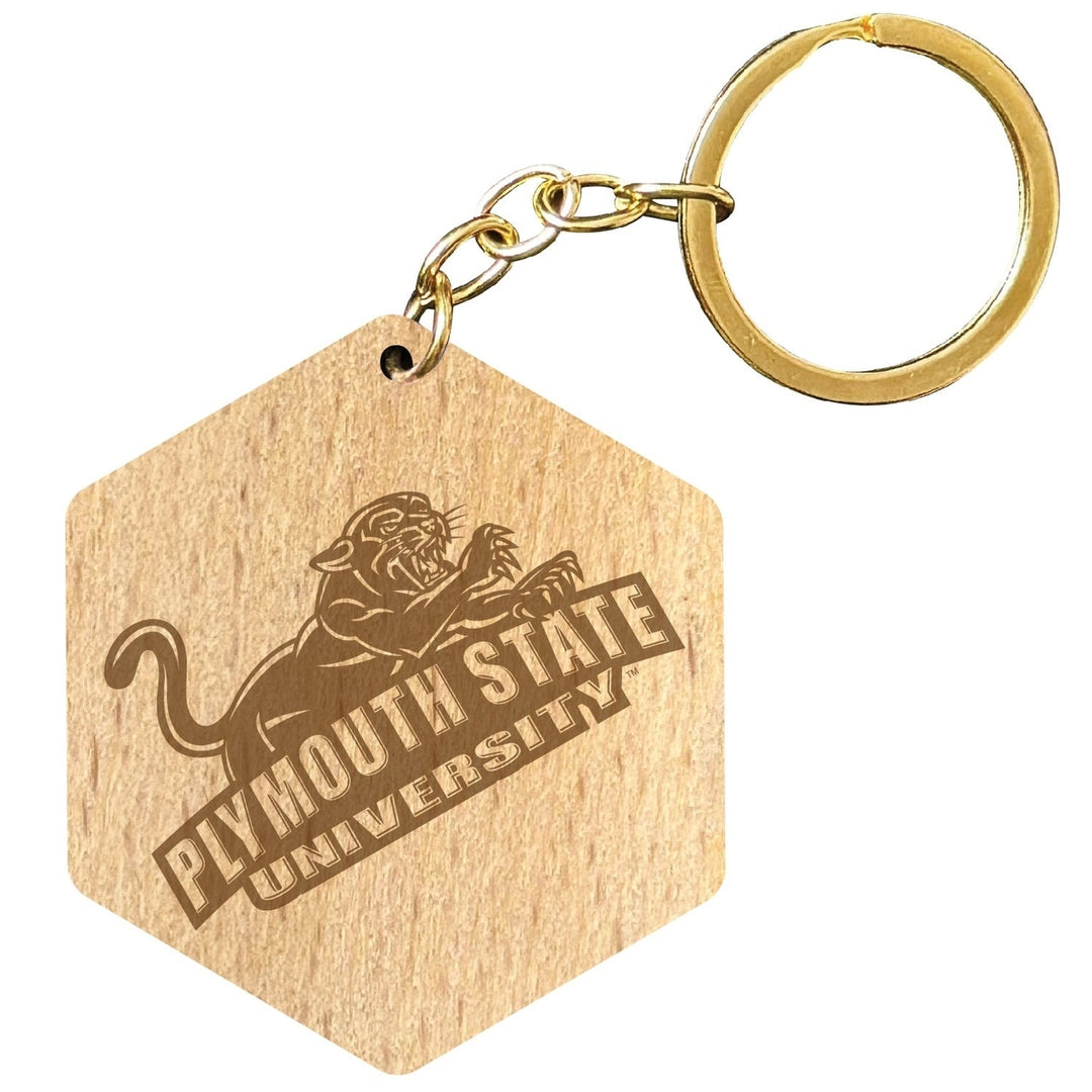 Plymouth State University 2" Engraved Wooden Hexagon Keychain Officially Licensed Collegiate Product Image 1