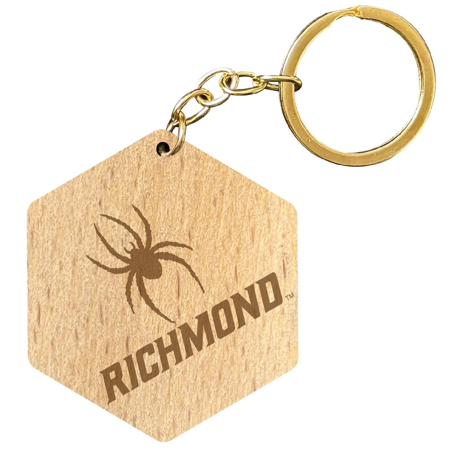 Richmond Spiders 2" Engraved Wooden Hexagon Keychain Officially Licensed Collegiate Product Image 1