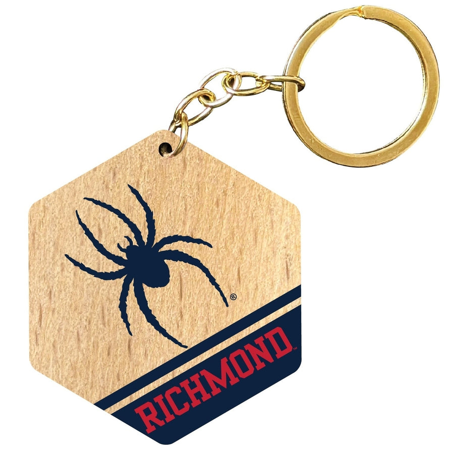 Richmond Spiders 2" Wooden Hexagon Keychain Officially Licensed Collegiate Product Image 1