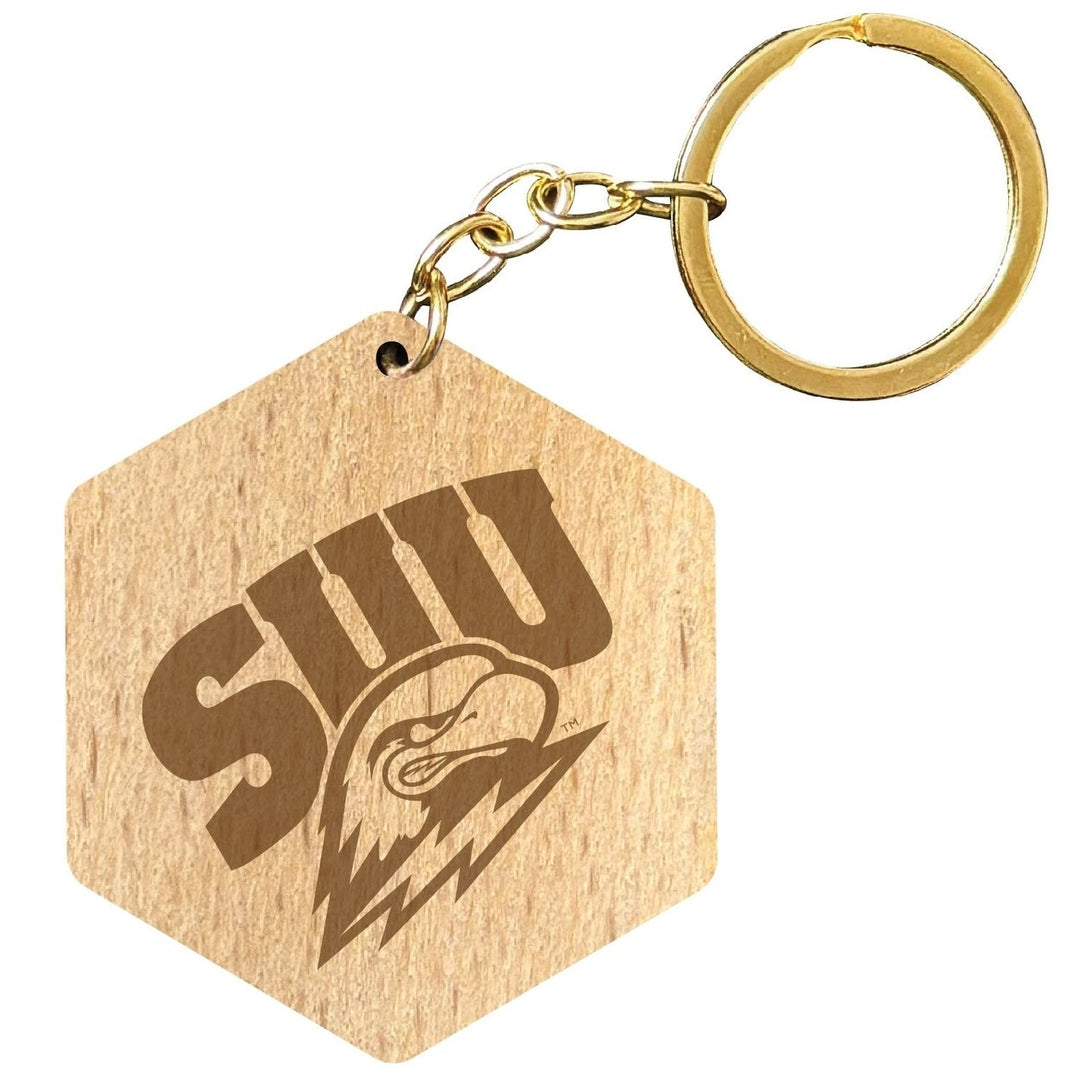 Southern Utah University 2" Engraved Wooden Hexagon Keychain Officially Licensed Collegiate Product Image 1