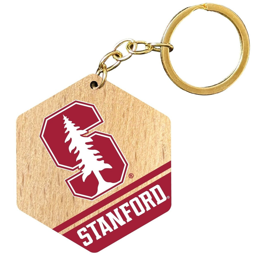 Stanford University 2" Wooden Hexagon Keychain Officially Licensed Collegiate Product Image 1