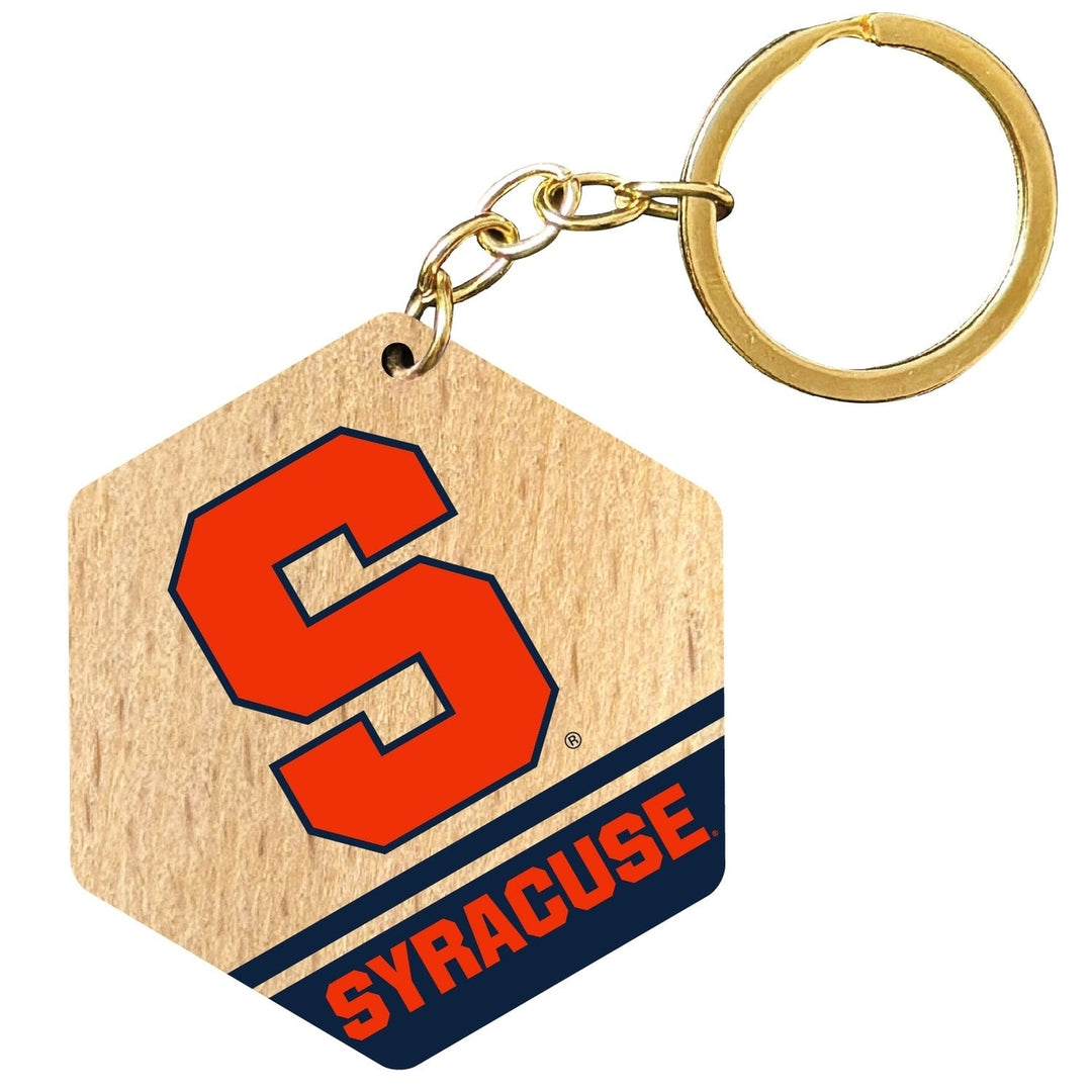 Syracuse Orange 2" Wooden Hexagon Keychain Officially Licensed Collegiate Product Image 1