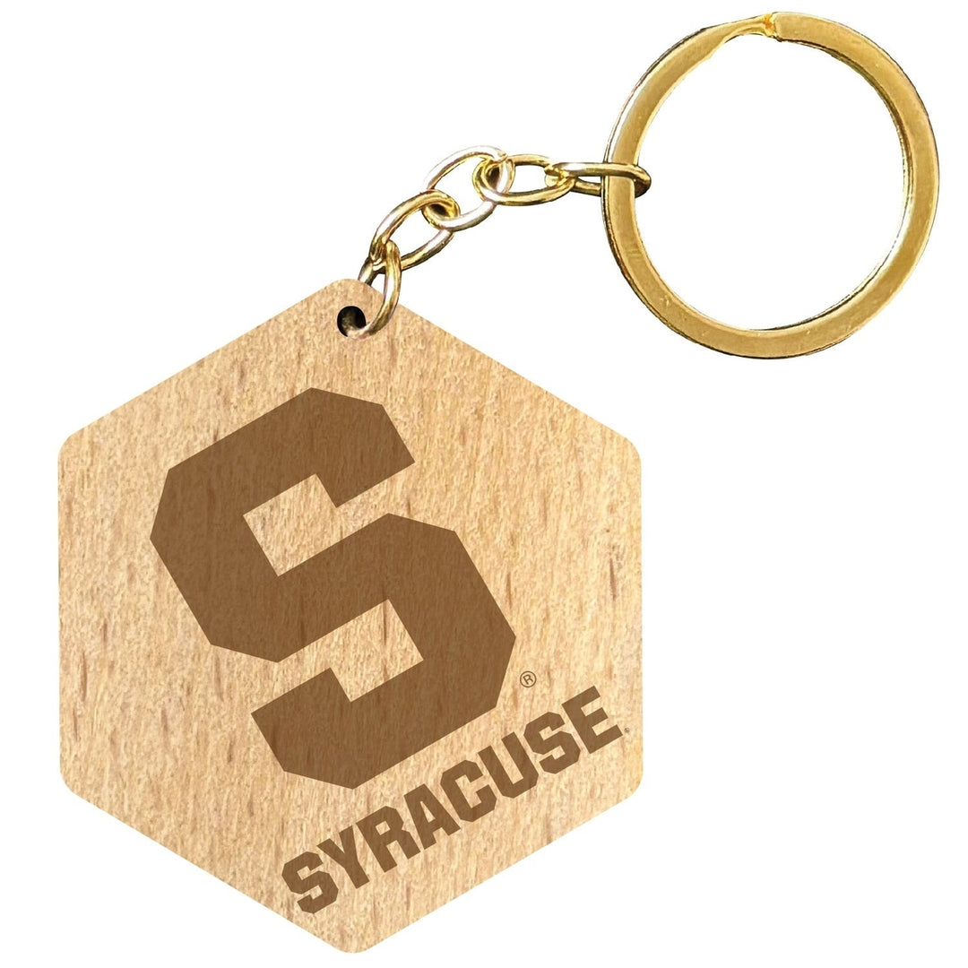 Syracuse Orange 2" Engraved Wooden Hexagon Keychain Officially Licensed Collegiate Product Image 1