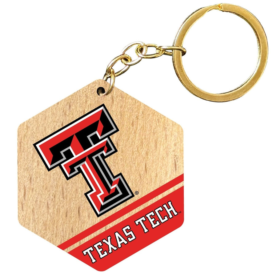 Texas Tech Red Raiders 2" Wooden Hexagon Keychain Officially Licensed Collegiate Product Image 1