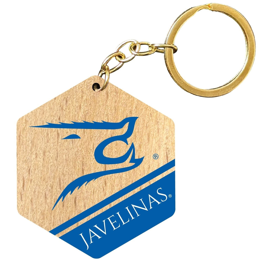 Texas AandM Kingsville Javelinas 2" Wooden Hexagon Keychain Officially Licensed Collegiate Product Image 1