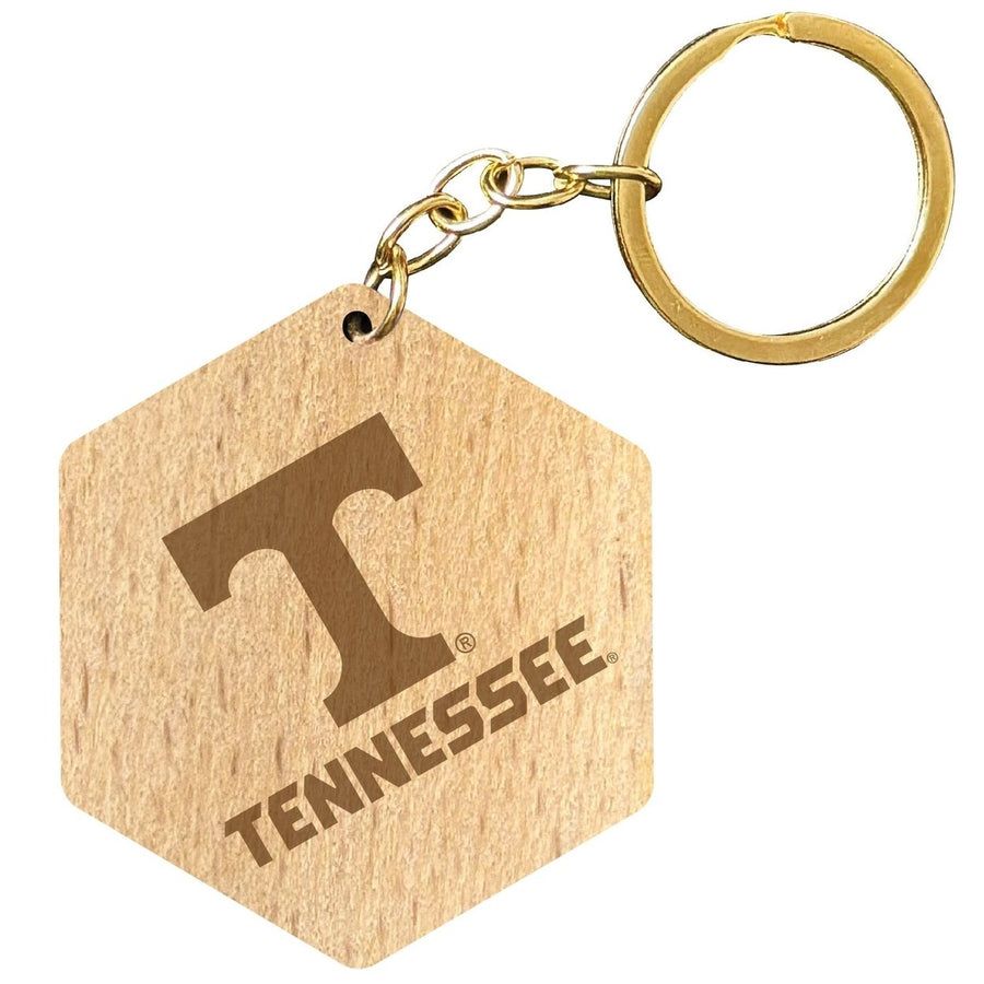 Tennessee Knoxville Volunteers 2" Engraved Wooden Hexagon Keychain Officially Licensed Collegiate Product Image 1