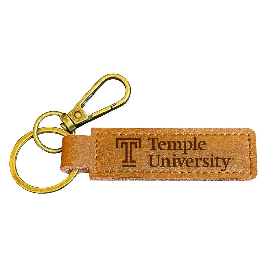 Temple University Leather Keychain 3.25" Long Officially Licensed Collegiate Product Image 1