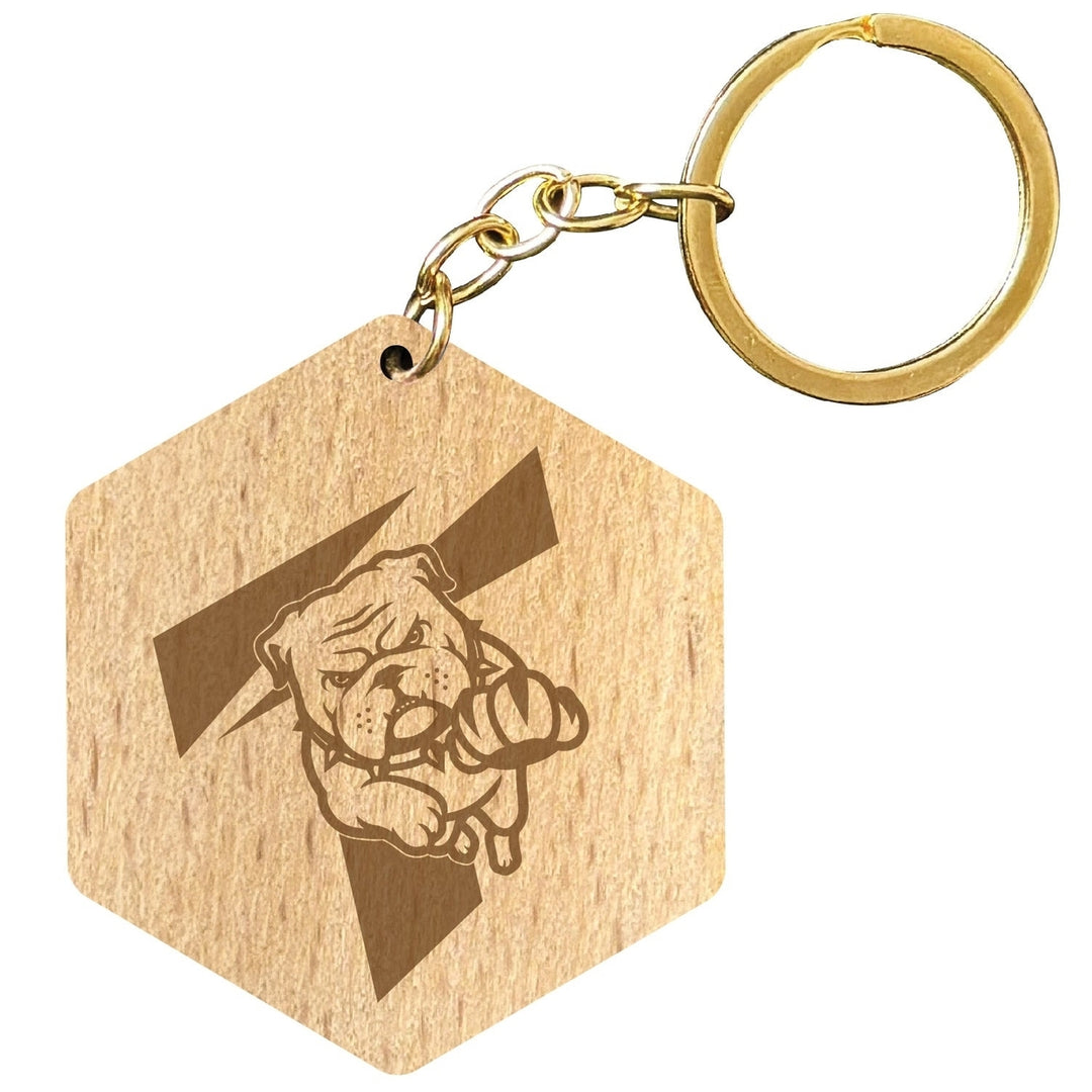 Truman State University 2" Engraved Wooden Hexagon Keychain Officially Licensed Collegiate Product Image 1