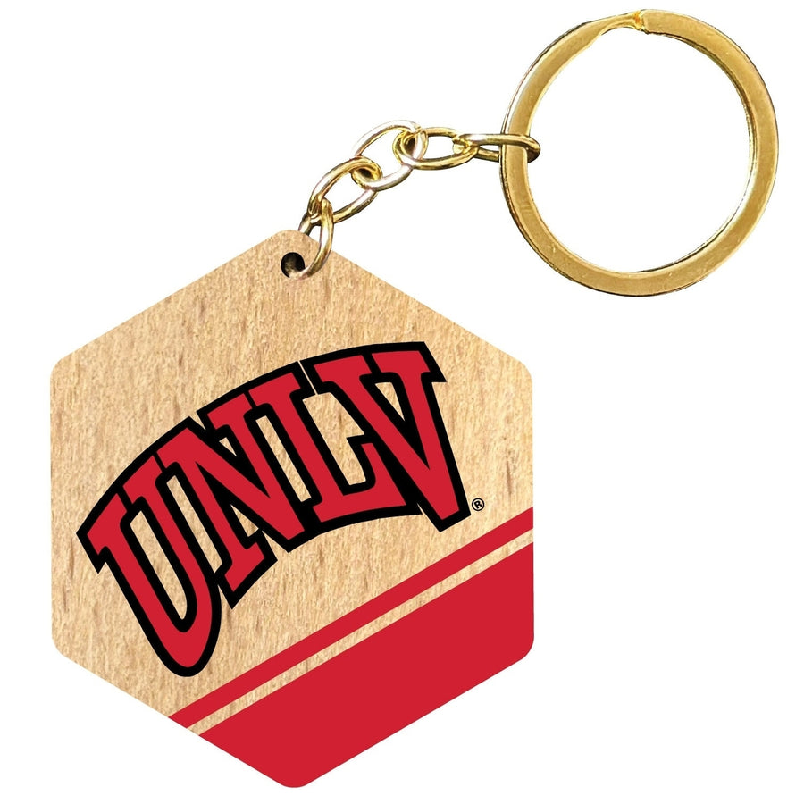 UNLV Rebels 2" Wooden Hexagon Keychain Officially Licensed Collegiate Product Image 1