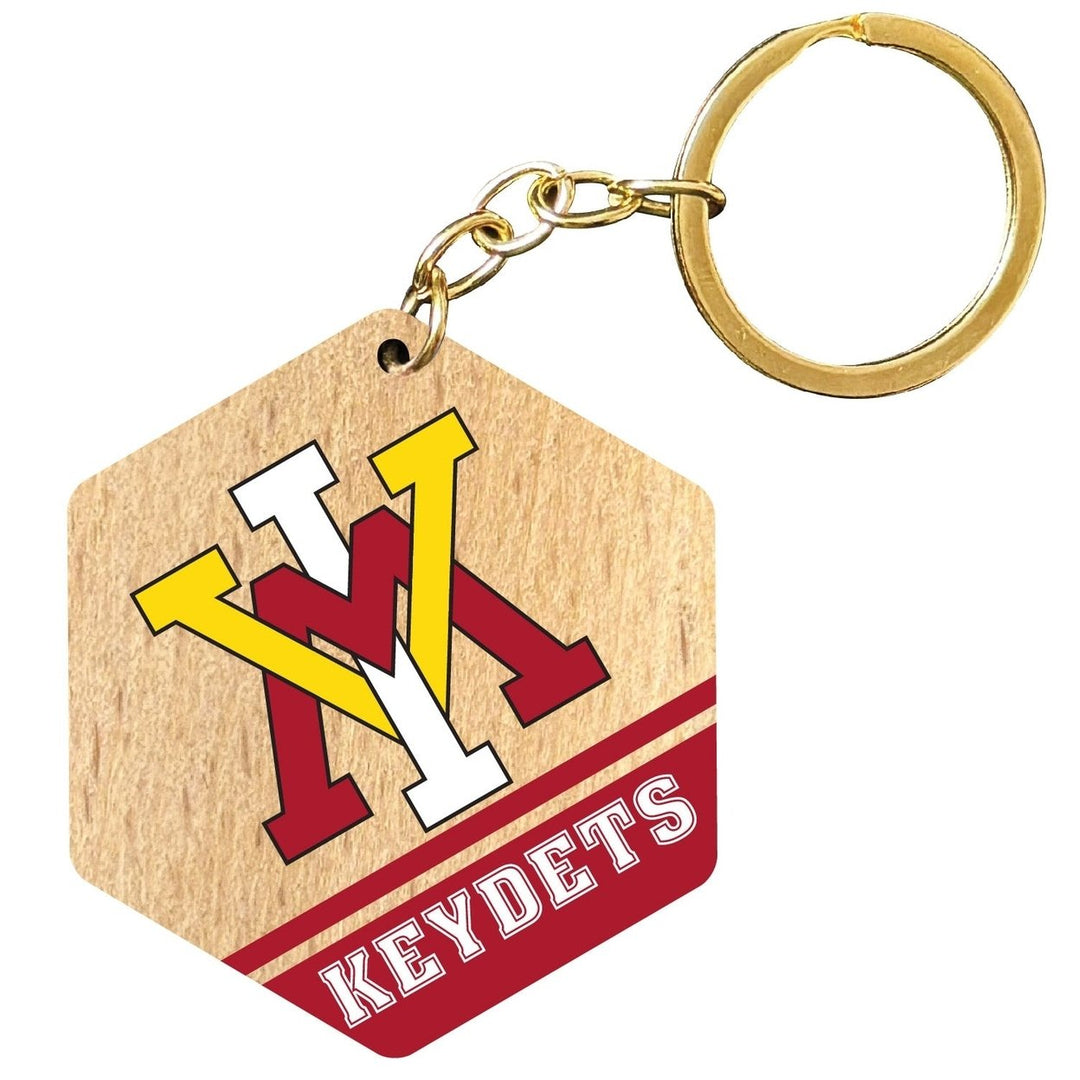 VMI Keydets 2" Wooden Hexagon Keychain Officially Licensed Collegiate Product Image 1