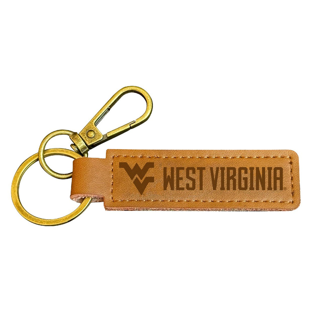 West Virginia Mountaineers Leather Keychain 3.25" Long Officially Licensed Collegiate Product Image 1