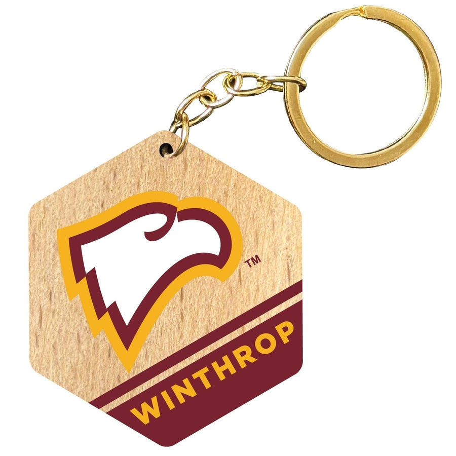 Winthrop University 2" Wooden Hexagon Keychain Officially Licensed Collegiate Product Image 1