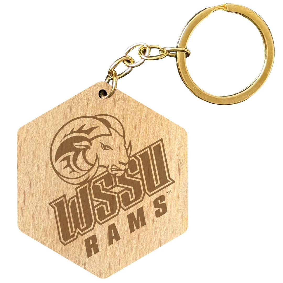 Winston-Salem State 2" Engraved Wooden Hexagon Keychain Officially Licensed Collegiate Product Image 1