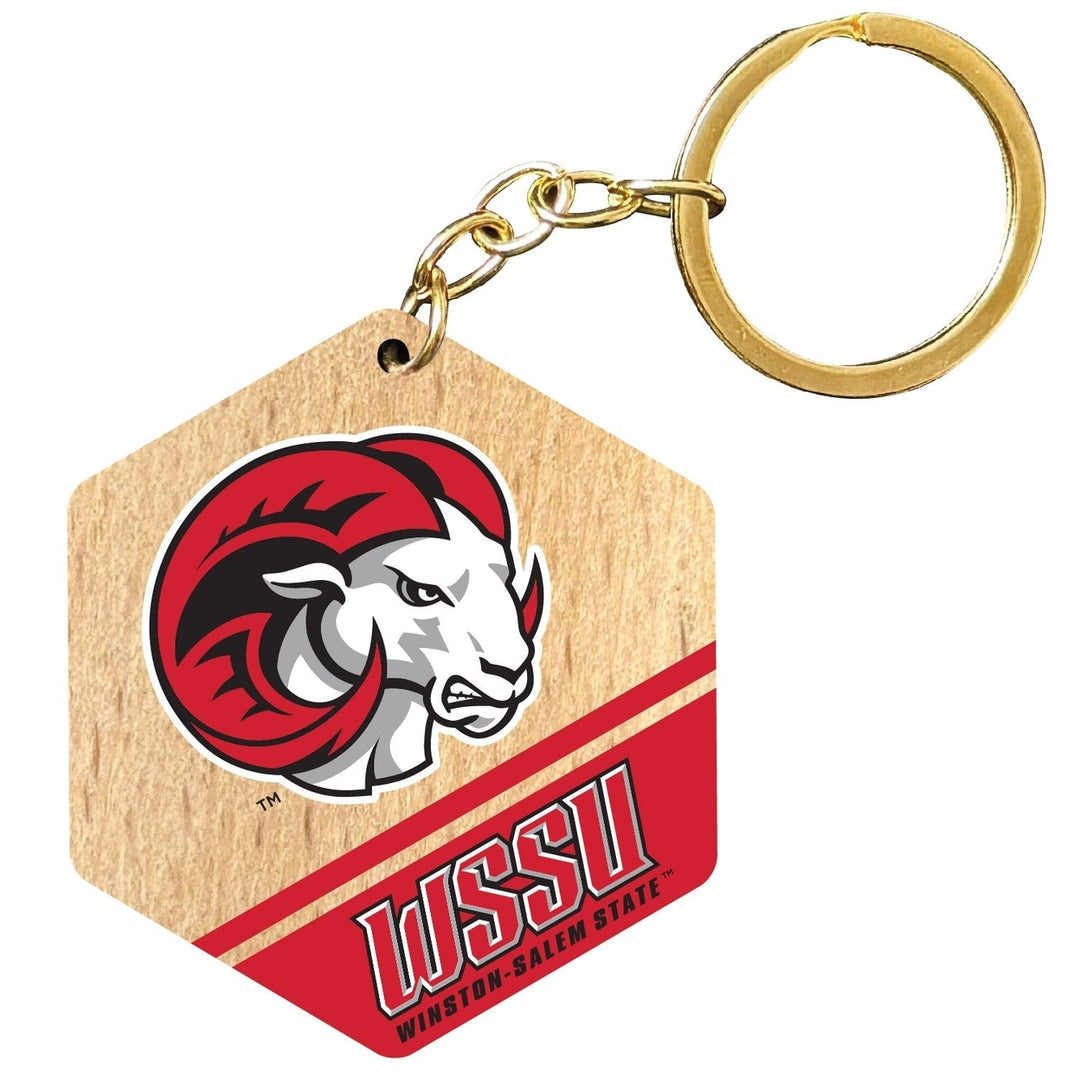 Winston-Salem State 2" Wooden Hexagon Keychain Officially Licensed Collegiate Product Image 1