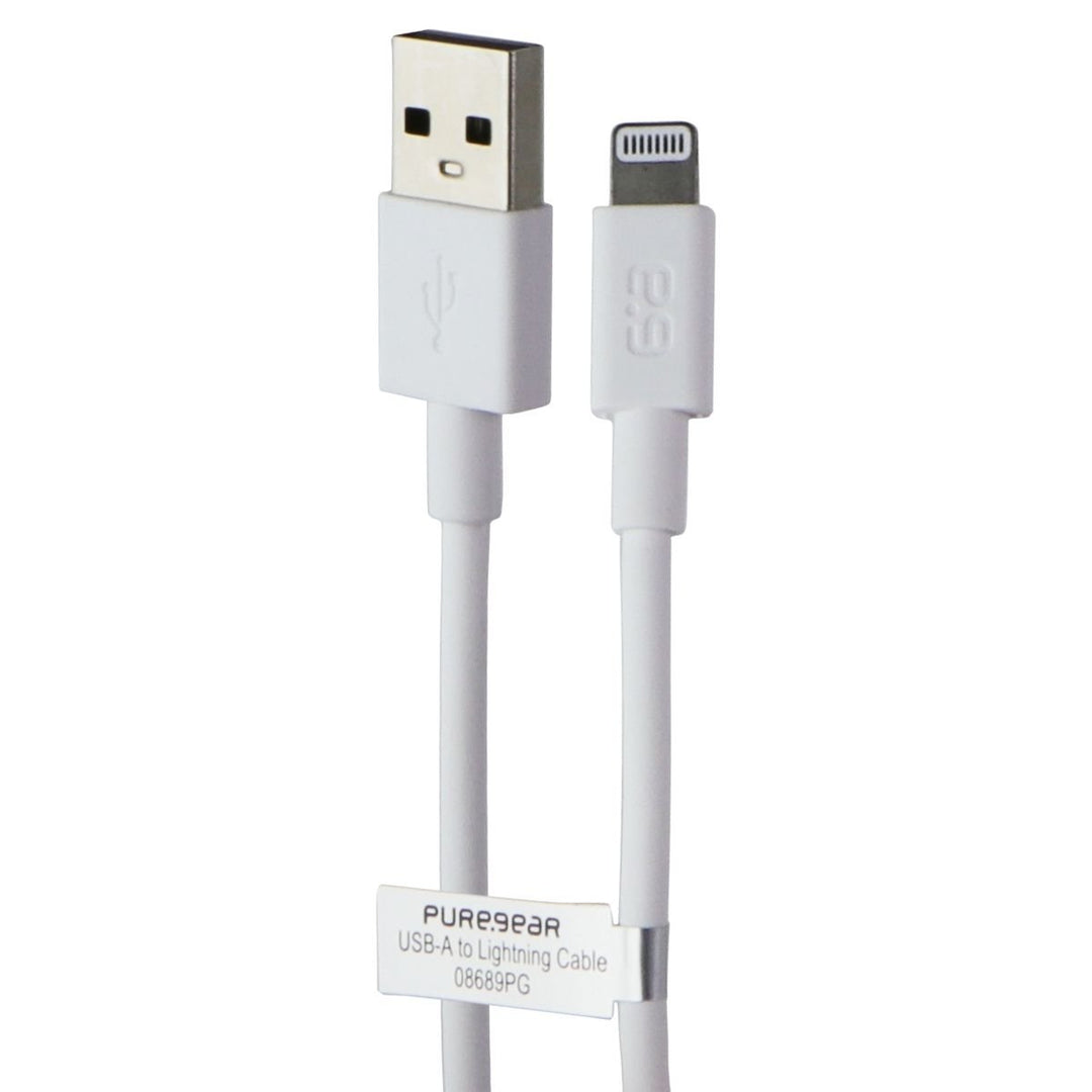 PureGear USB-A to Lightning 8-Pin Charging Cable 4FT - White Image 1