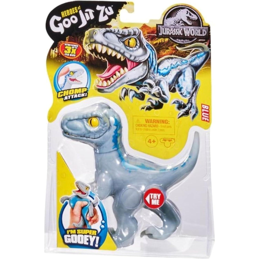 Heroes of Goo Jit Zu Jurassic World - Chomp Attack Stretch Blue Velociraptor Action FigureMulticolor Image 1