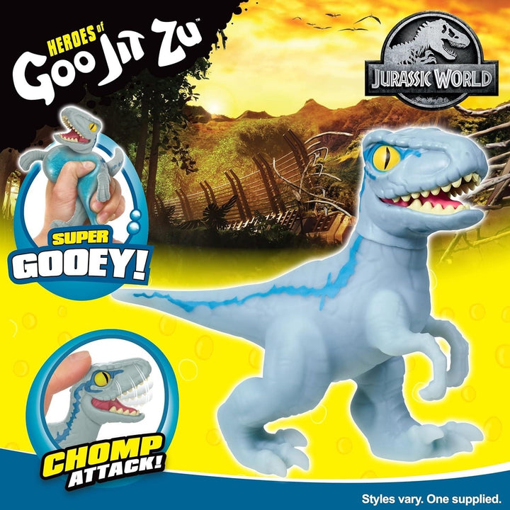 Heroes of Goo Jit Zu Jurassic World - Chomp Attack Stretch Blue Velociraptor Action FigureMulticolor Image 4