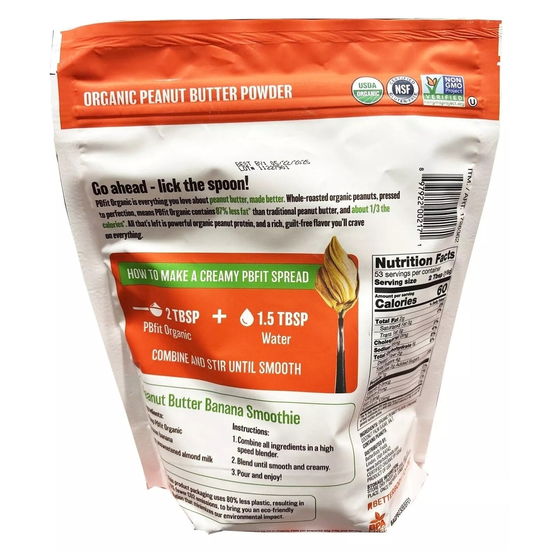 PBfit Organic Peanut Butter Powder Pouch 30 Ounce Image 4