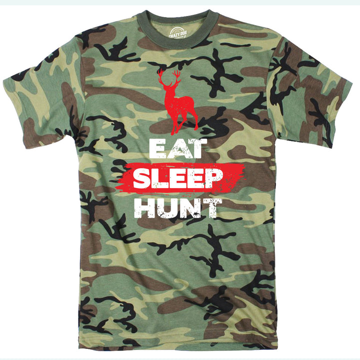 Mens Eat Sleep Hunt Funny Deer Hunting Camouflage Print T shirt Image 3