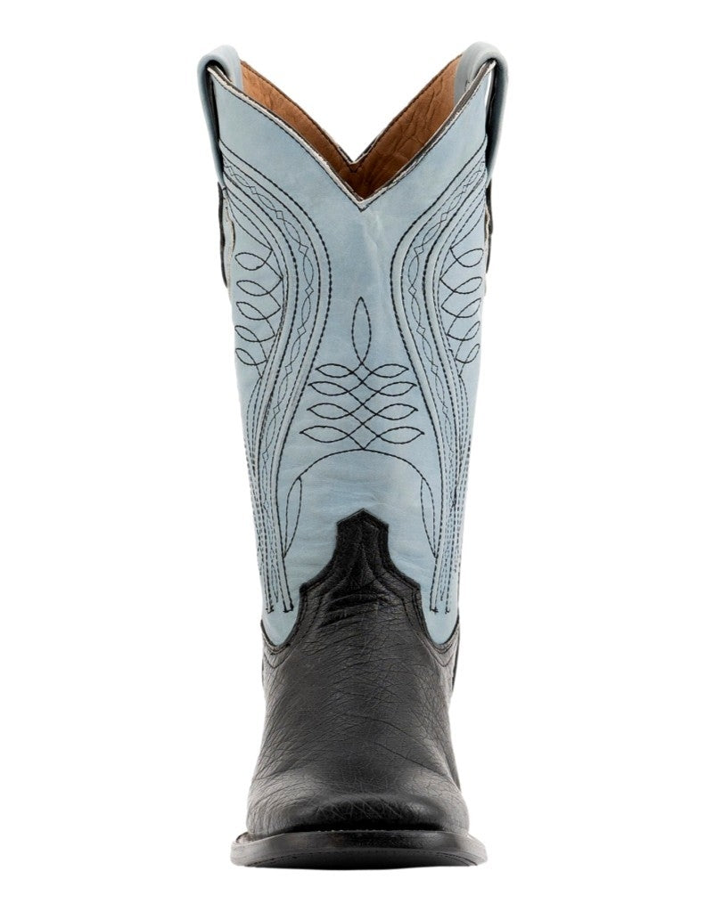 Ferrini Western Boots Mens Smooth Ostrich Black Blue 10293-04 Image 2