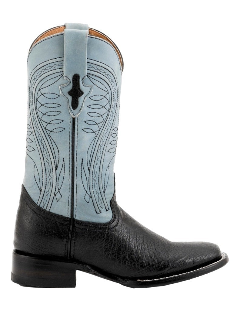 Ferrini Western Boots Mens Smooth Ostrich Black Blue 10293-04 Image 3