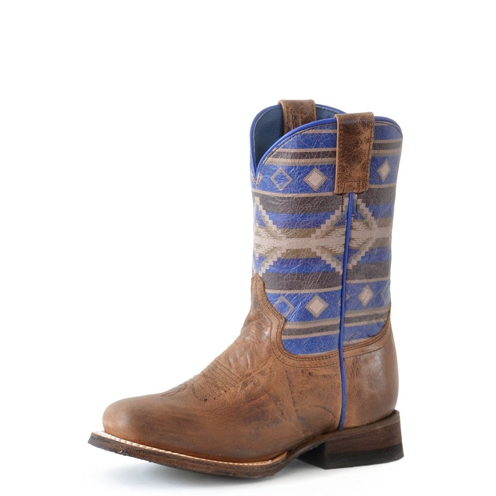 Roper Western Boots Boys Aztec Leather Pull On Tan 09-119-7022-8508 TA Image 1