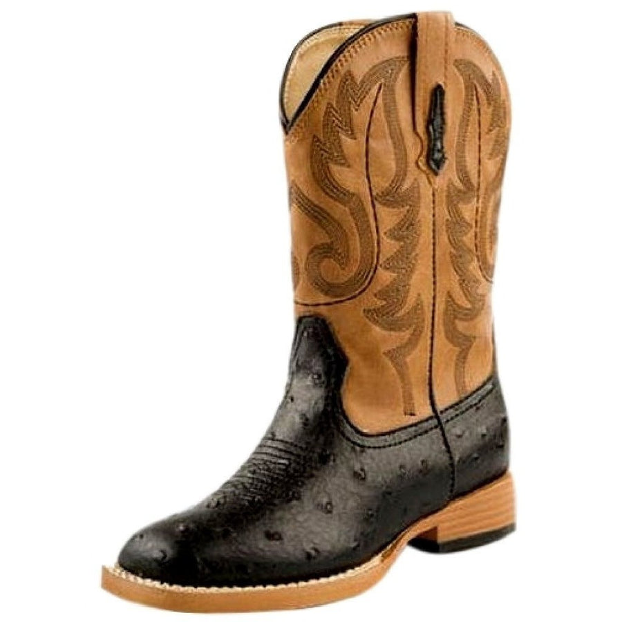 Roper Western Boots Boys Ostrich Faux Youth Black 09-119-1900-0050 BL Image 1