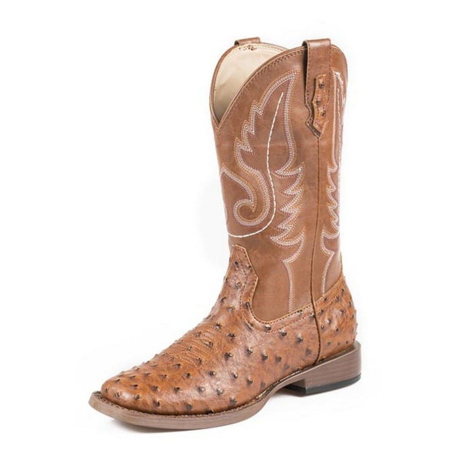 Roper Western Boots Boys Cowboy Kids Ostrich Tan 09-119-1900-0807 TA Image 1