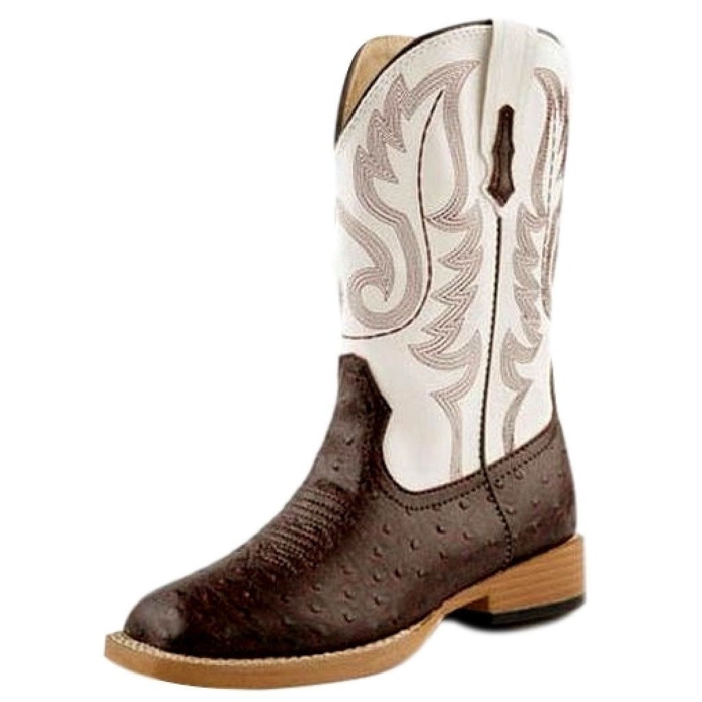 Roper Western Boots Boys Ostrich Faux Youth Brown 09-119-1900-0049 BR Image 1