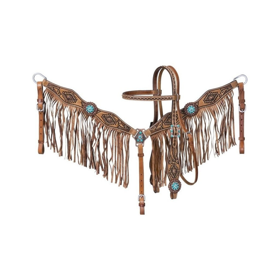 Tough 1 Breast Collar Set Selena Headstall 2 Piece Set Brown 45-7960 Image 1