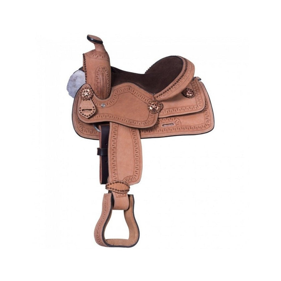 Tough 1 Western Saddle Youth Cowboy Roughout Tooling 12" Light KS1822 Image 1