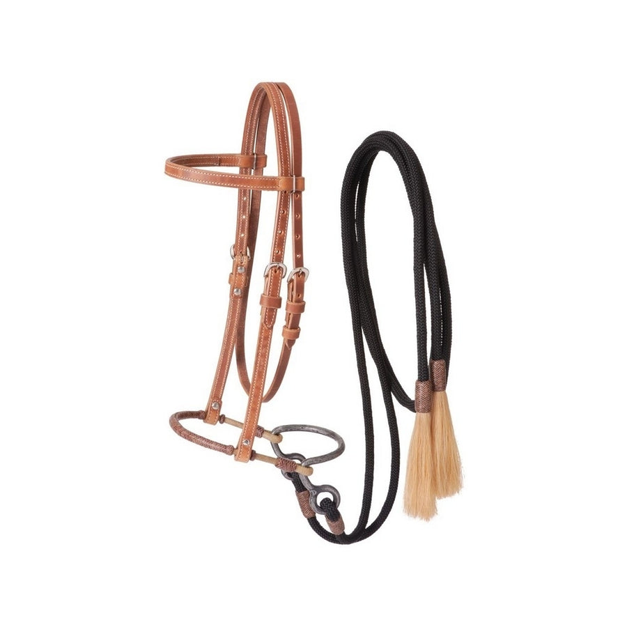 Tough 1 Headstall Harness Leather Bosal Cord Split Reins 53-9900 Image 1