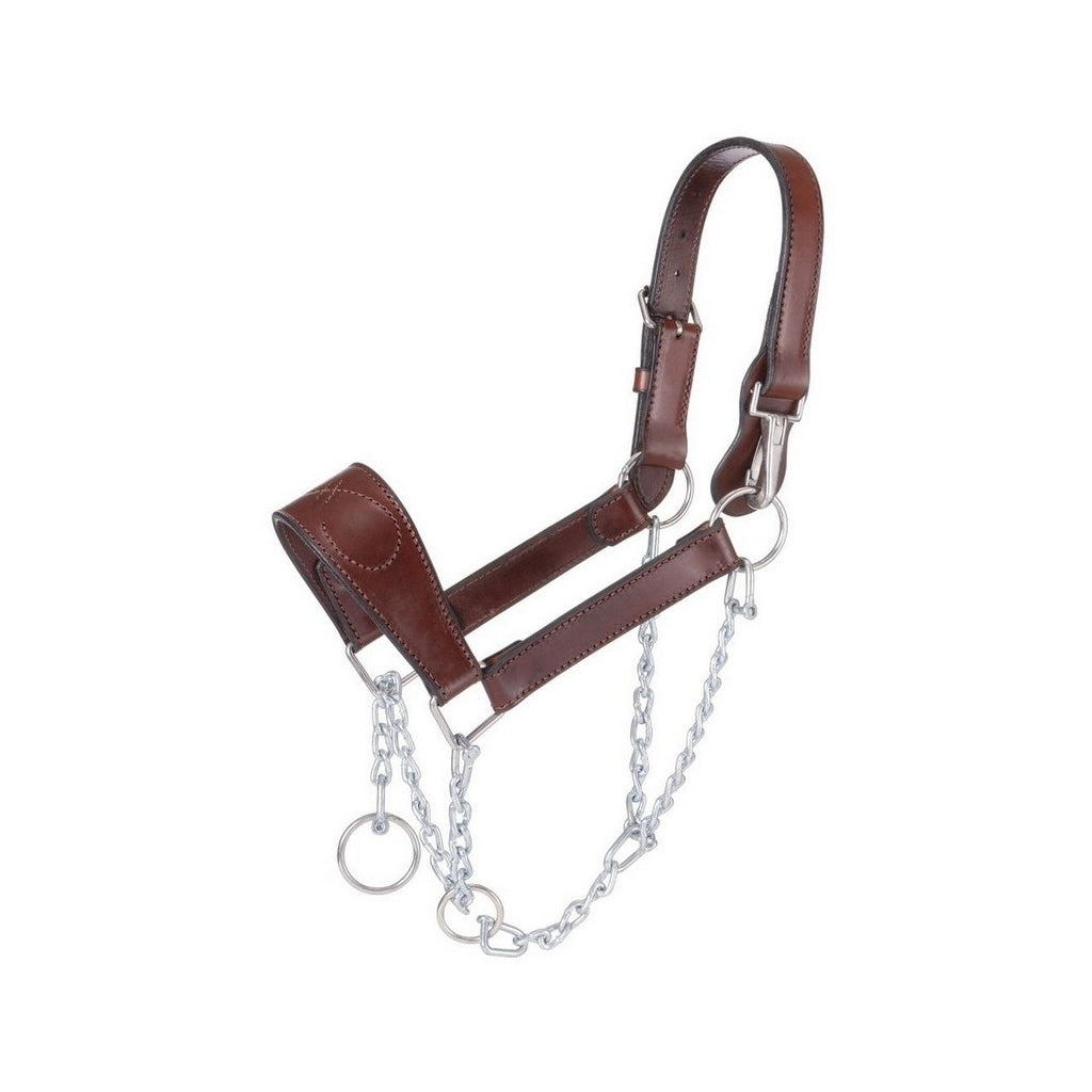 Tough 1 Western Halter Leather Mule Draw Chain Brown 44-2050 Image 1