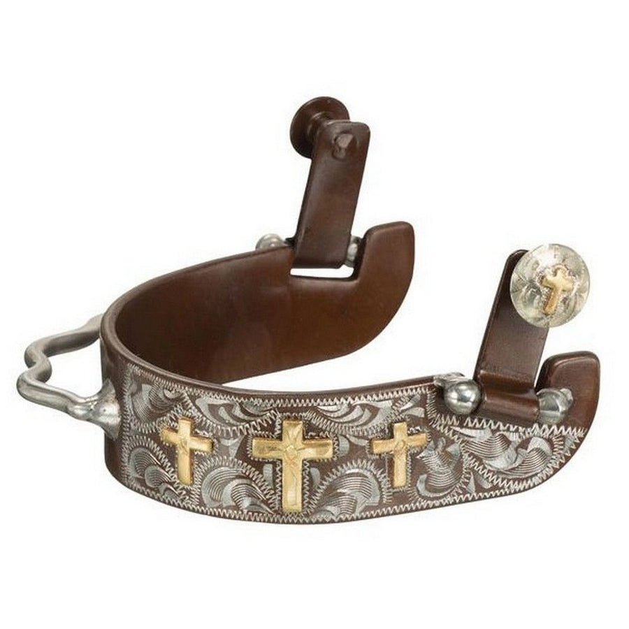 Tough 1 Spurs Adult 3 Cross Etched Design Bumper Antique Brown 78-9956 Image 1