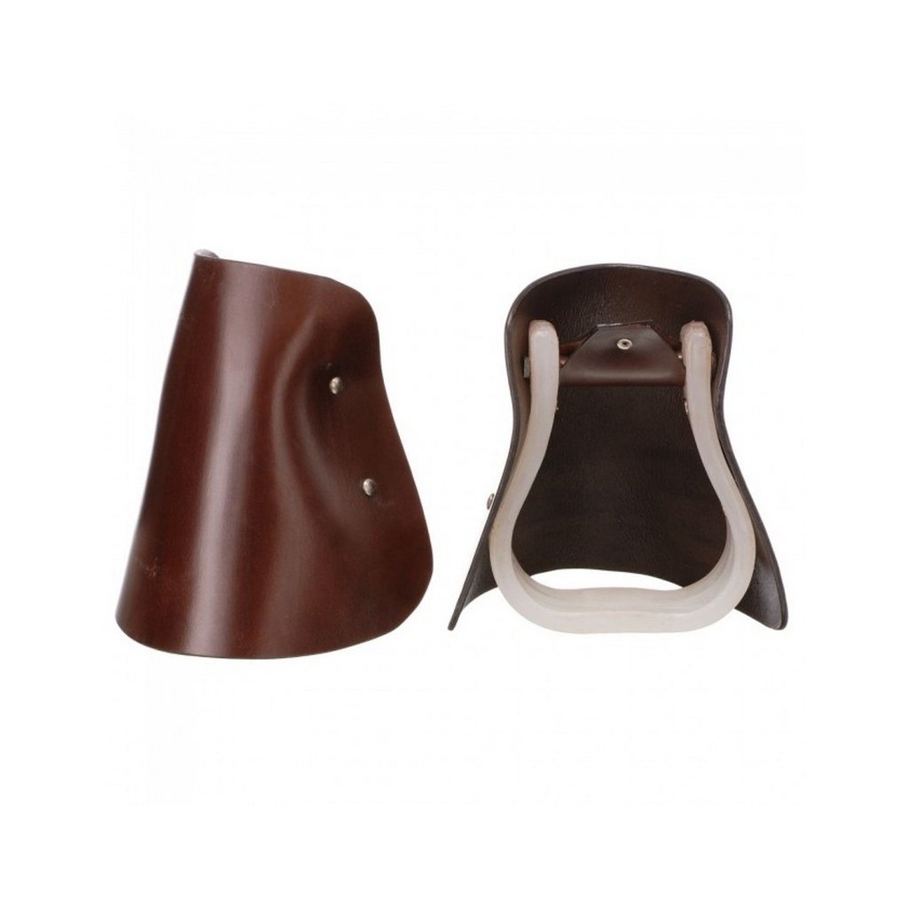 Tough 1 Stirrups Royal King Youth Leather Hooded Med Brown 57-1382 Image 1