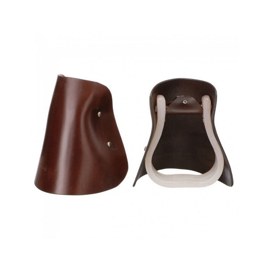 Tough 1 Stirrups Royal King Adult Leather Hooded Medium Brown 57-1381 Image 1