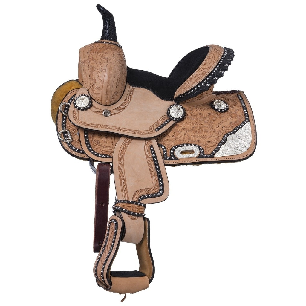 Tough 1 Western Saddle Mini Burn The Breeze Leather 8" Brown SR2608 Image 1